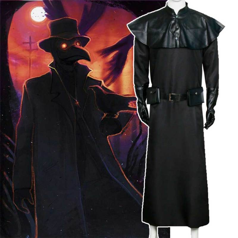Plague Doctor Halloween Cosplay Costume Medieval Steampunk Black Robe Adult (ready to ship)