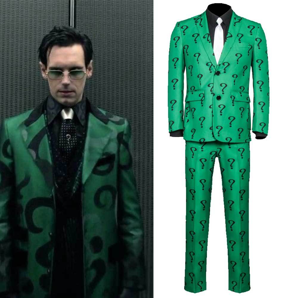 Adult Riddler Edward Nigma Nashton Cosplay Costume Men Halloween Uniform