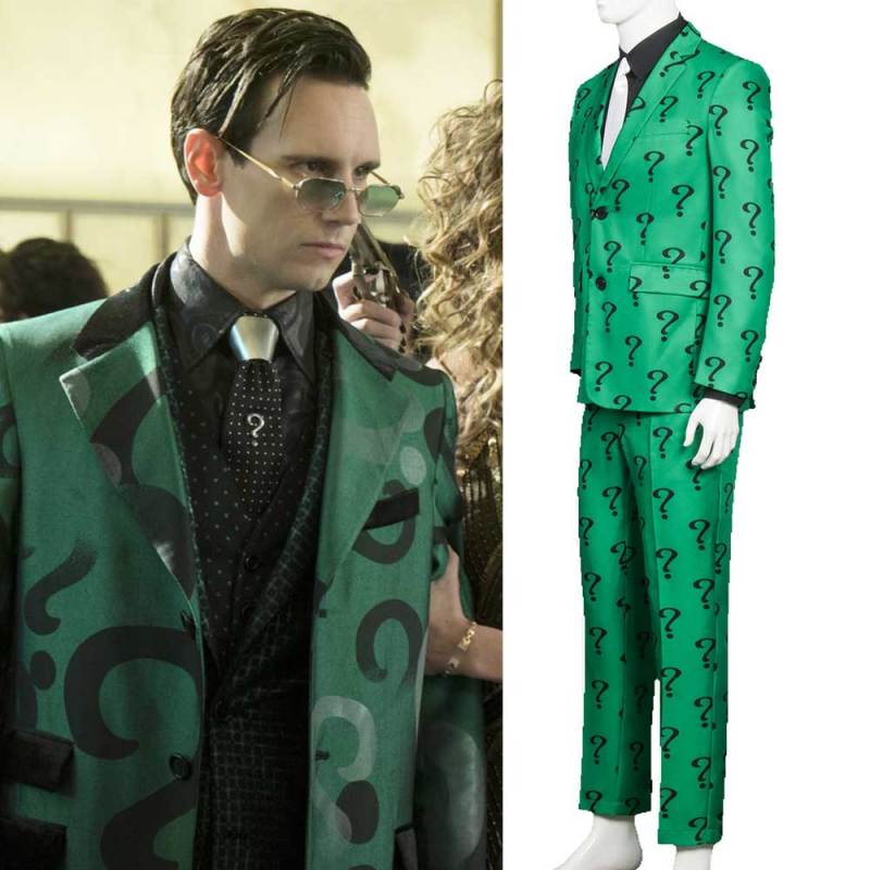 Adult Riddler Edward Nigma Nashton Cosplay Costume Men Halloween Uniform