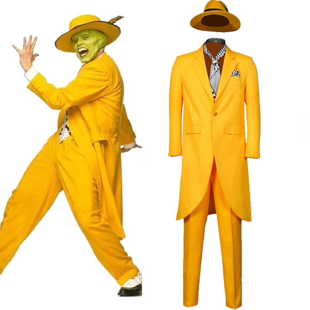 Movie The Mask Costume Superhero Stanley Ipkiss Yellow Suit