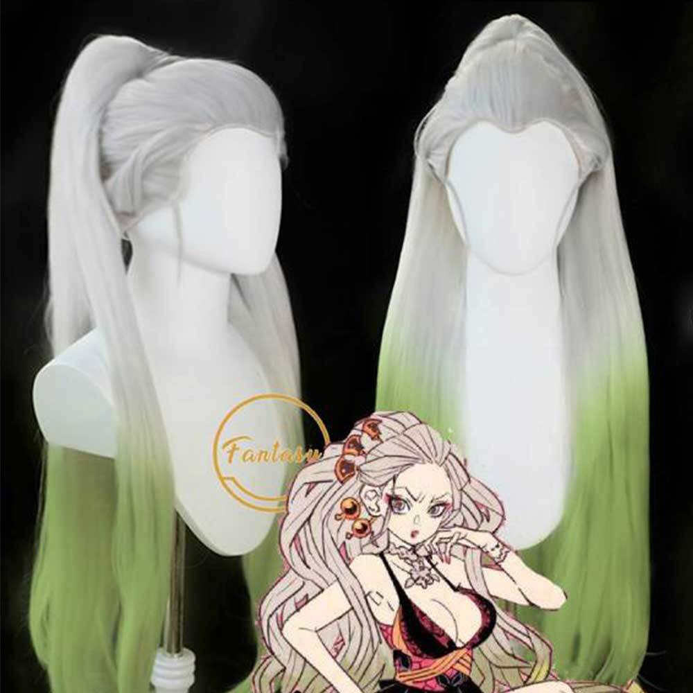 Daki White Green Wig Hair Anime Demon Slayer Kimetsu no Yaiba Wig