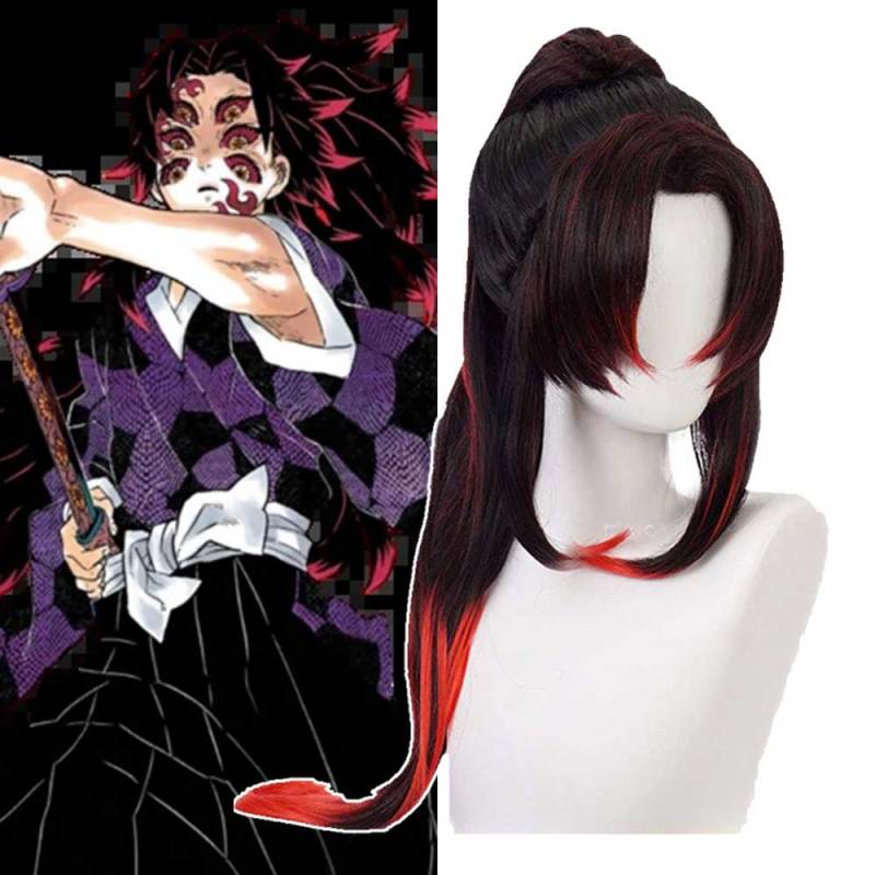 Kokushibou Halloween Cosplay Costume Ponytail Wigs Anime Demon Slayer Kimetsu No Yaiba