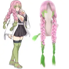 Demon Slayer Kanroji Mitsuri Cosplay Pink Green Gradient Wig