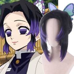 Demon Slayer Shinobu Kocho Cospaly Wig With Butterfly Clip