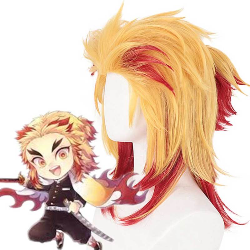 Demon Slayer Kimetsu no Yaiba Rengoku Kyoujurou Wigs Flame Hashira Yellow Hair