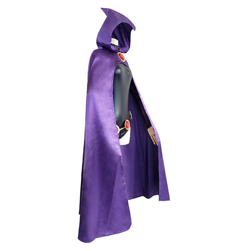 Teen Titans Raven Costume Women Teenager Halloween Superhero Cosplay Cloak