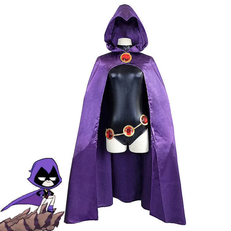 Teen Titans Raven Costume Women Teenager Halloween Superhero Cosplay Cloak
