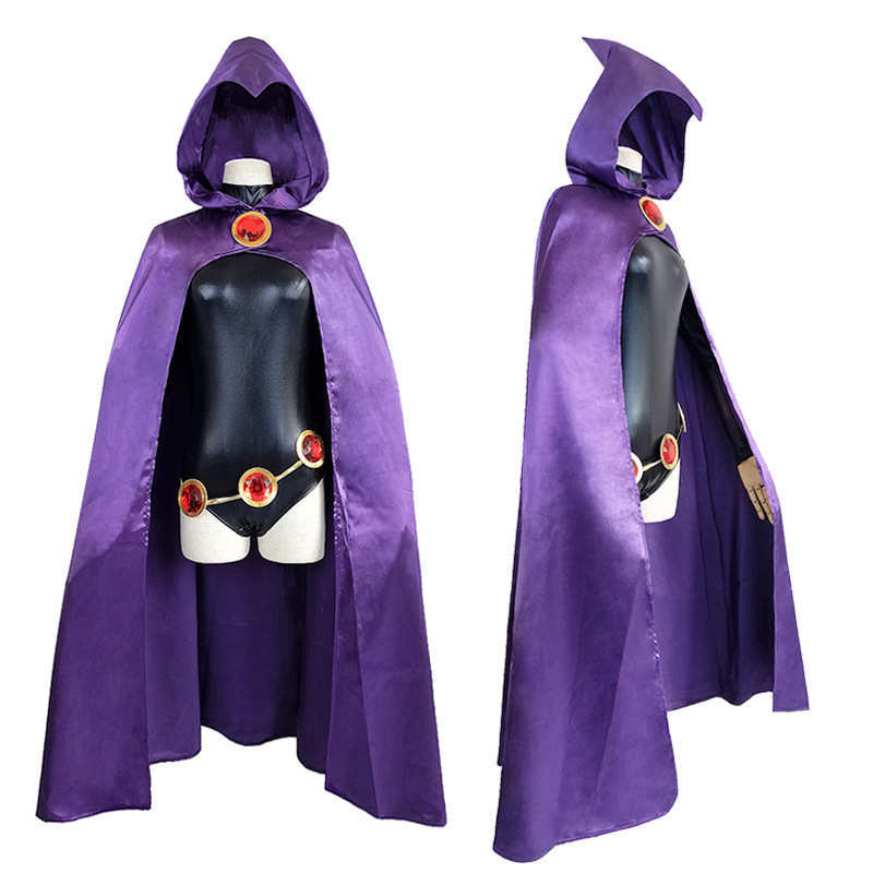 Teen Titans Raven Costume Women Teenager Halloween Superhero Cosplay Cloak