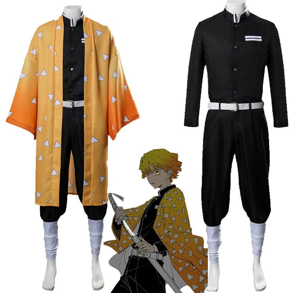 Adults Zenitsu Agatsuma Cosplay Costume Demon Slayer: Kimetsu no Yaiba