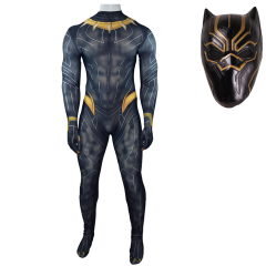 Black Panther Costume T'Challa Halloween Cosplay Outfits With Latex Mask