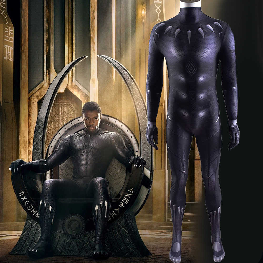 Black Panther T'Challa Halloween Cosplay Costume Men Kids