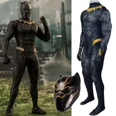 Black Panther Costume T'Challa Halloween Cosplay Outfits With Latex Mask