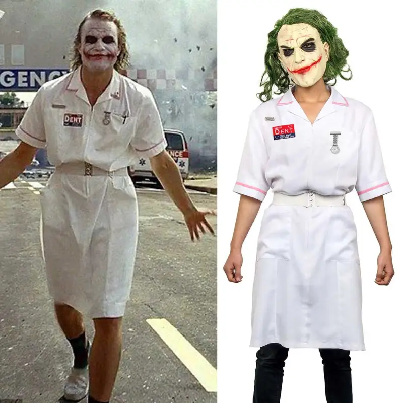 Joker Nurse.Dress Heath Ledger Cosplay Costume With Mask Wig Batman Dark Knight Takerlama (Ready To Ship)