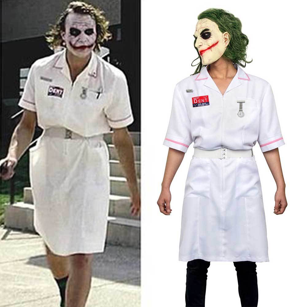Joker Nurse.Dress Heath Ledger Cosplay Costume With Mask Wig Batman Dark Knight Takerlama (Ready To Ship)