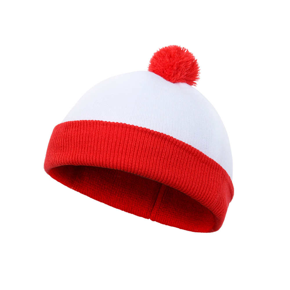 Where's Wally Waldo 2 Pack Pom Pom Cuff Beanie Hats Christmas Gifts-Takerlama