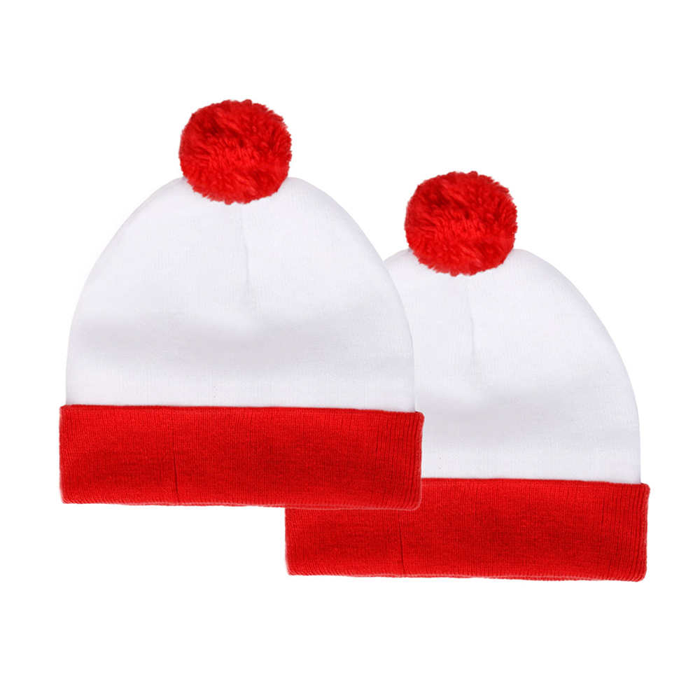 Where's Wally Waldo 2 Pack Pom Pom Cuff Beanie Hats Christmas Gifts-Takerlama