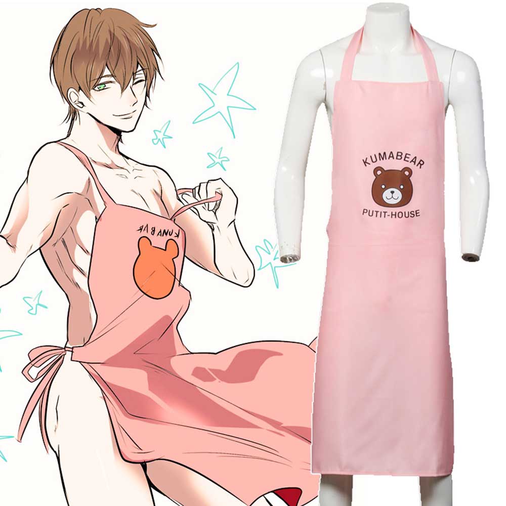 Food Wars Shokugeki no Soma Isshiki satoshi Cosplay Costume Bear Pink  Kumabear Putit-house Apron-Takerlama