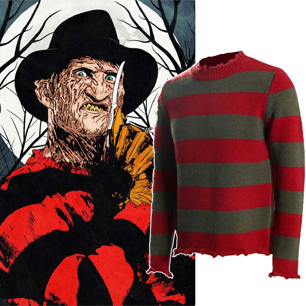 Scary Film A Nightmare on Elm Street Adult Freddy Krueger red green stripes Sweater Men Cosplay Costume Takerlama