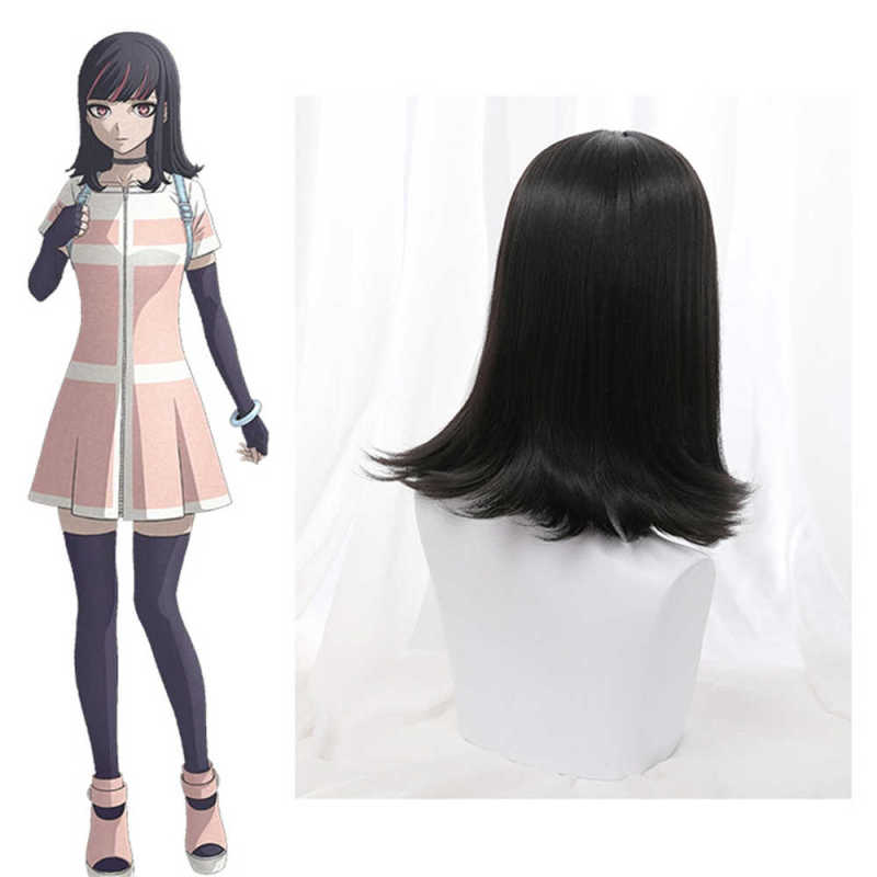 Akudama Drive Ordinary Person Black Purple Cosplay Wig Hairs