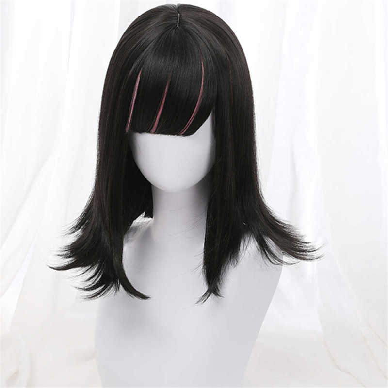 Akudama Drive Ordinary Person Black Purple Cosplay Wig Hairs