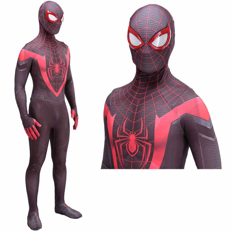 PS5 Marvel's Spider-Man Miles Morales Black Zentai Suit Mask