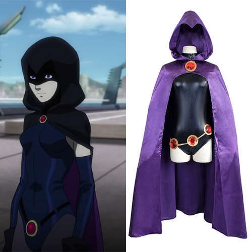 Teen Titans Raven Costume Women Teenager Halloween Superhero Cosplay Cloak