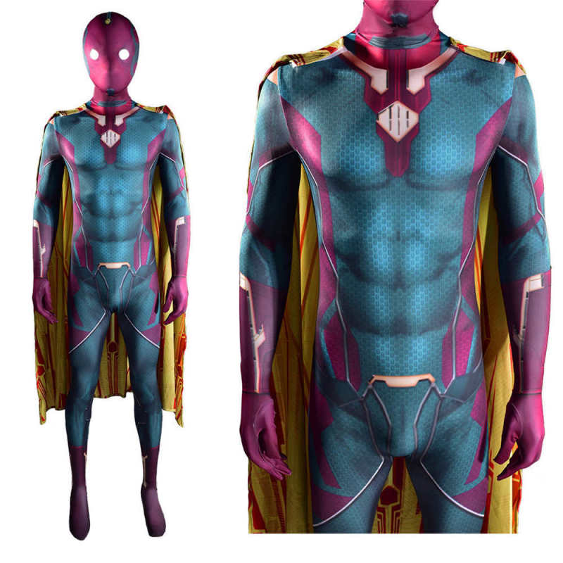 WandaVision Superhero Cosplay Zentai Suit Mask Adult Kids