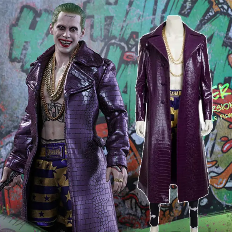 Joker Purple Coat Jared Leto Suicide Squad Cosplay Costume Jacket Pants(After Halloween)