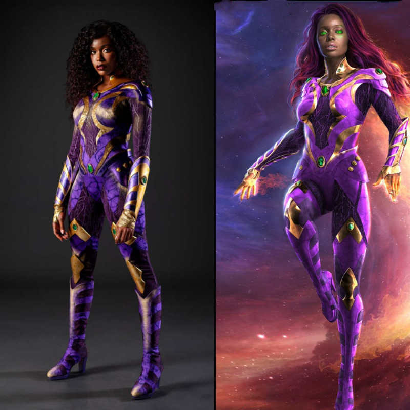 Starfire Halloween Costume Titans Season 3 Cosplay Bodysuit Takerlama