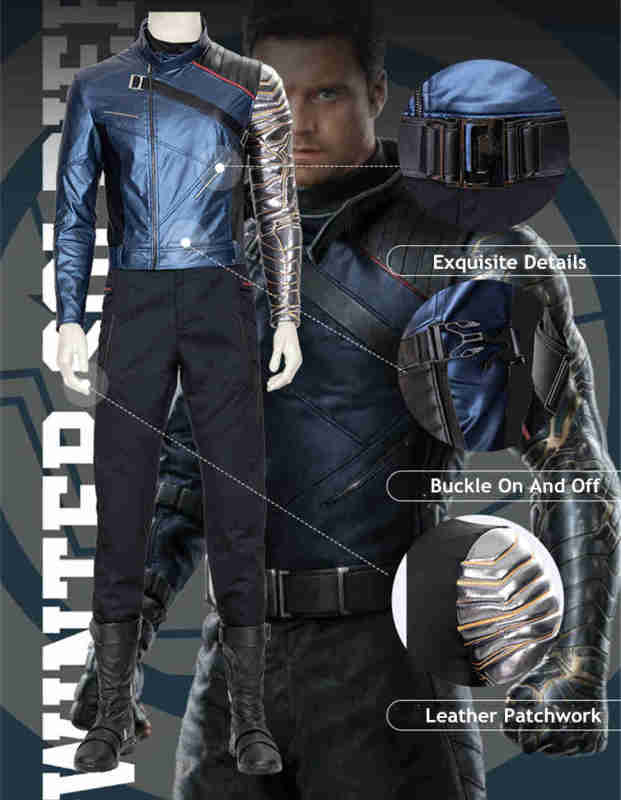 The Falcon and the Winter Soldier Bucky Barnes Cosplay Costume Adult