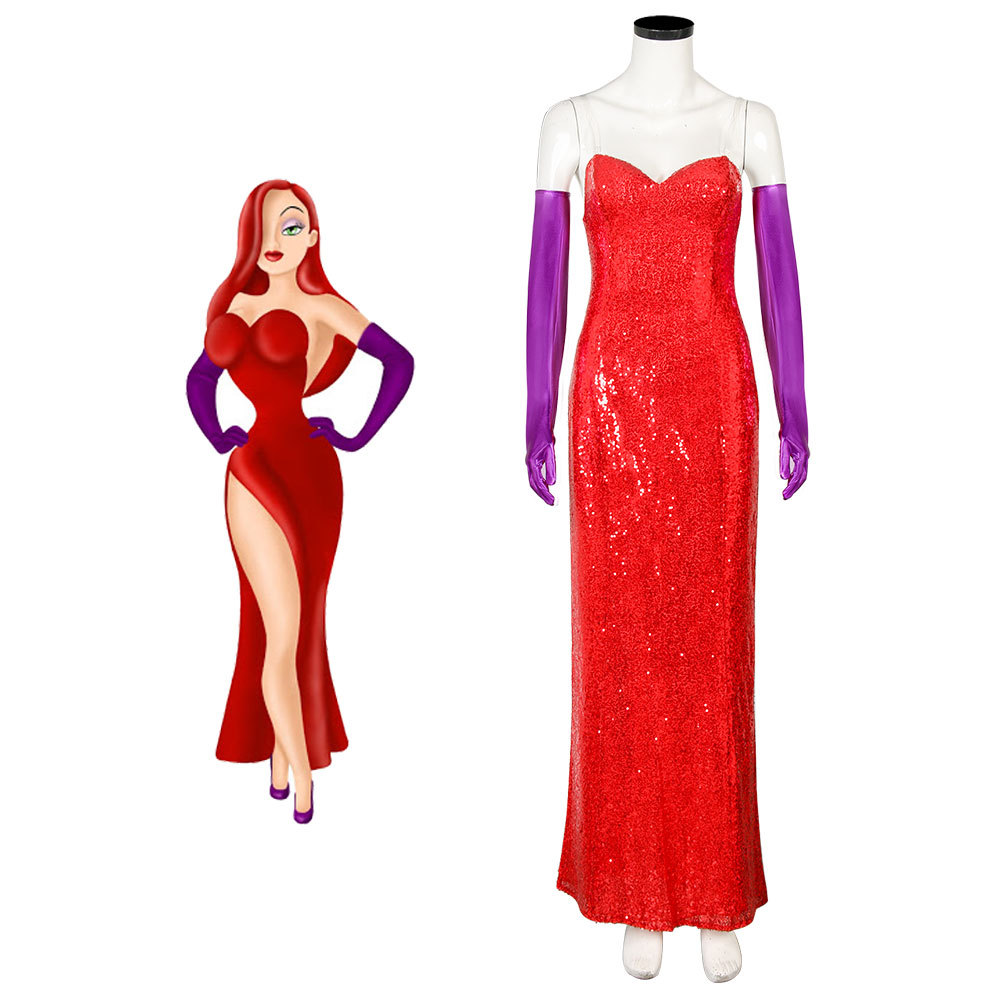 Who Framed Roger Rabbit Jessica Rabbit Dress Cosplay Costume In Stock-Takerlama