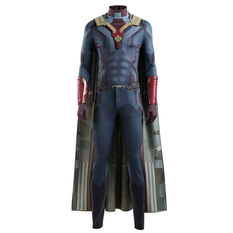 WandaVision Vision Cosplay Costume Superhero Jumpsuit Cape No Boots Takerlama