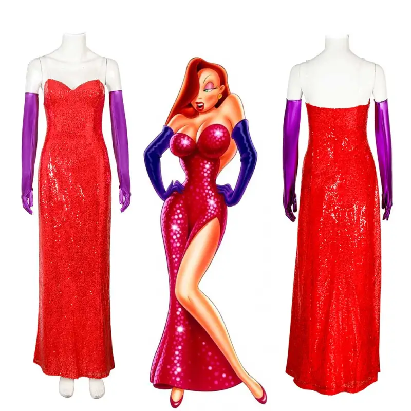 Who Framed Roger Rabbit Jessica Rabbit Dress Cosplay Costume In Stock-Takerlama