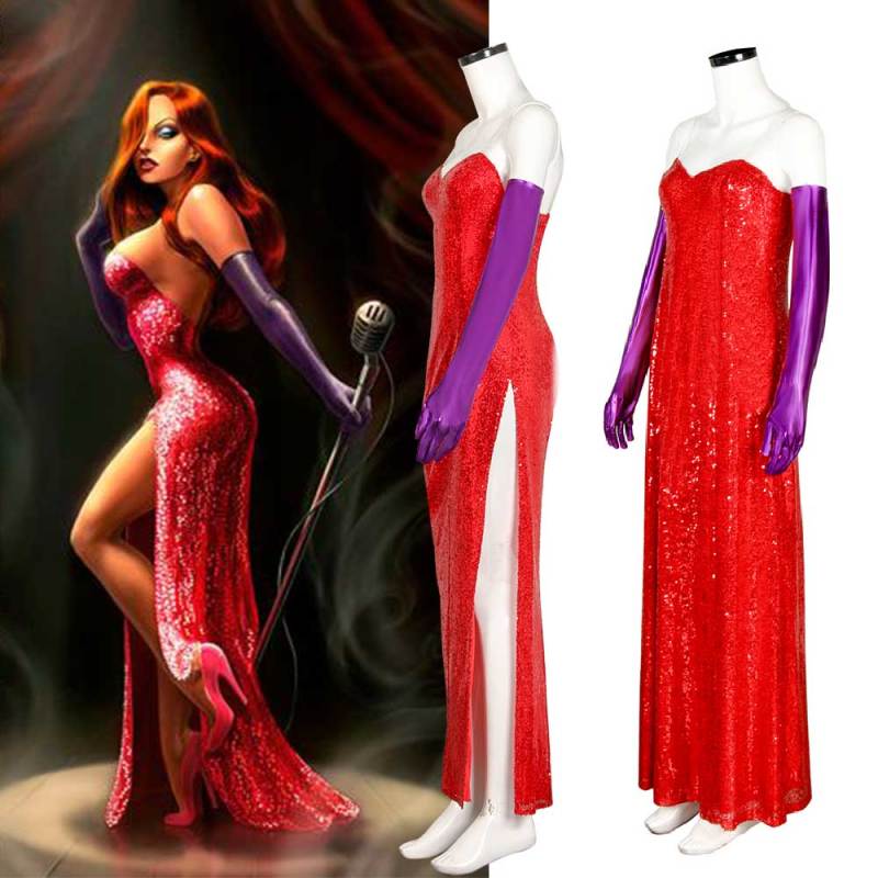 Who Framed Roger Rabbit Jessica Rabbit Dress Cosplay Costume In Stock-Takerlama