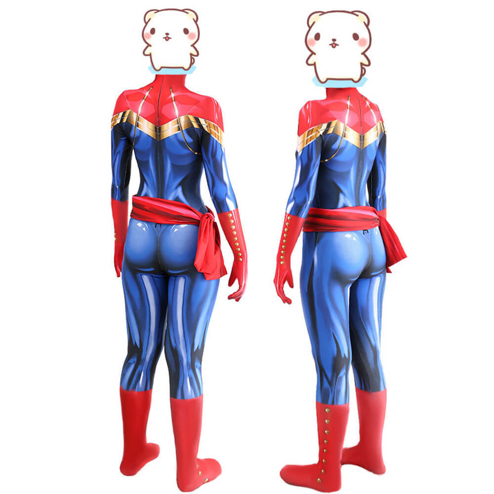 Captain Marvel Carol Danvers Cosplay Costume With Belt Adult Kids