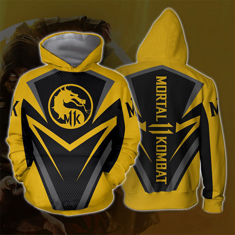 Mortal Kombat 11 Scorpion Hanzo Hasashi 3D Printed Hoodie Yellow