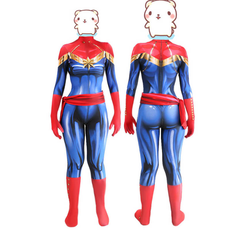 Captain Marvel Carol Danvers Cosplay Costume With Belt Adult Kids