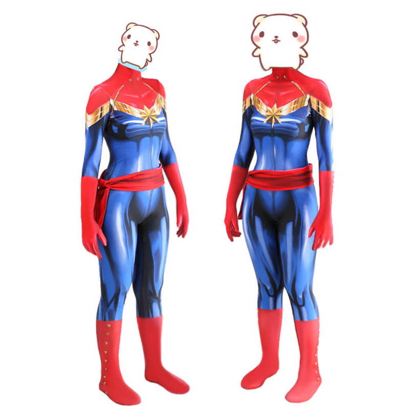 Captain Marvel Carol Danvers Cosplay Costume With Belt Adult Kids