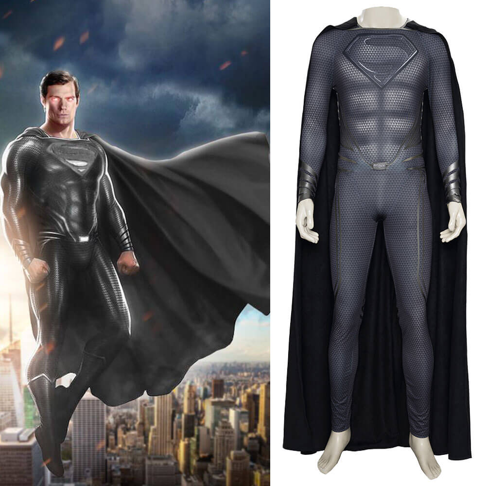 Man of Steel 2 Superman Black Suit Cosplay Costume-Takerlama