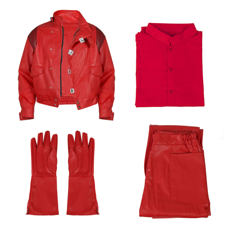 Cyberpunk Akira Shotaro Kaneda Costume Leather Cosplay Jacket Trousers Gloves (Ready To Ship) Takerlama