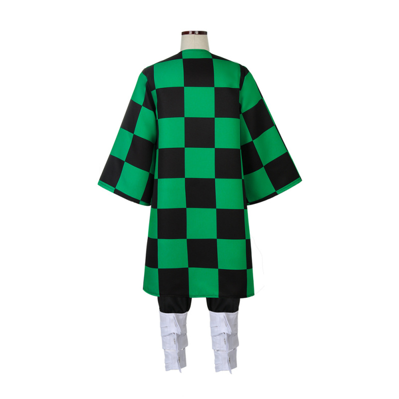 Kids Demon Slayer Kimetsu no Yaiba Kamado Tanjirou Cosplay Costume Full Set