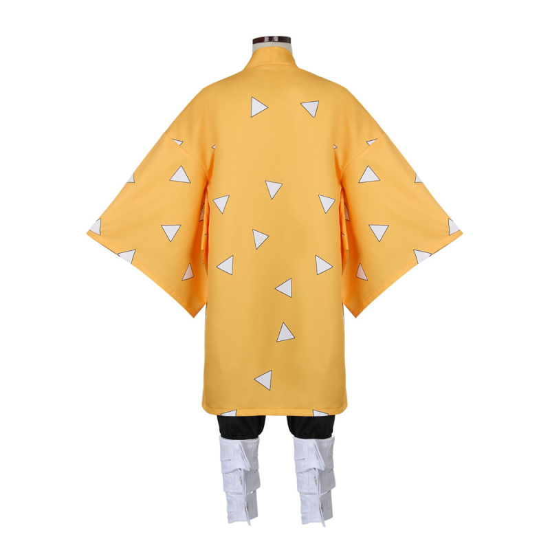 Kids Demon Slayer Kimetsu no Yaiba Agatsuma Zenitsu Cosplay Costume Full Set (Ready To Ship)