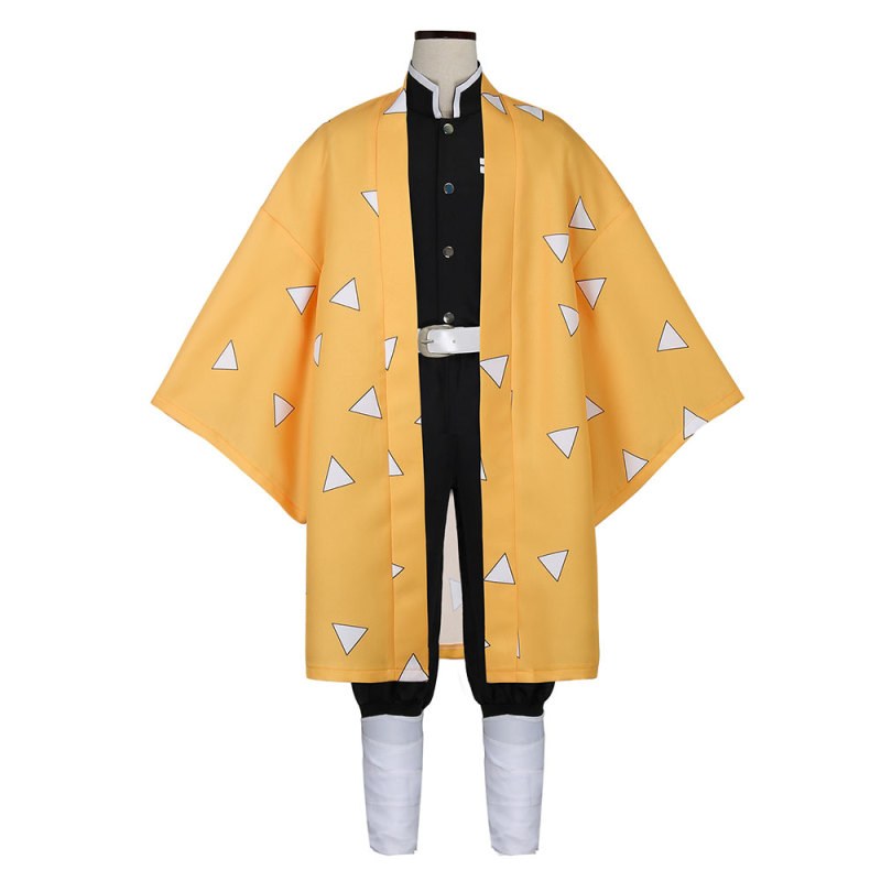 Kids Demon Slayer Kimetsu no Yaiba Agatsuma Zenitsu Cosplay Costume Full Set (Ready To Ship)