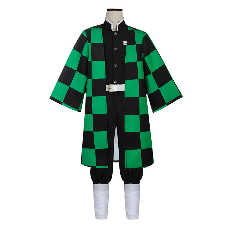 Kids Demon Slayer Kimetsu no Yaiba Kamado Tanjirou Cosplay Costume Full Set