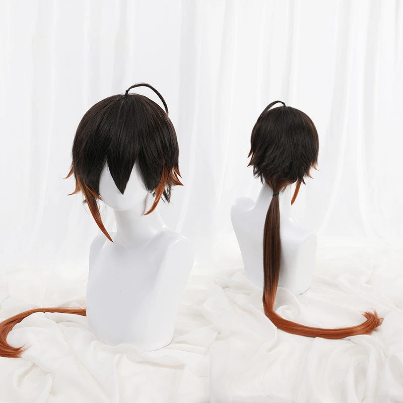 Genshin Impact Zhongli Vago Mundo Cosplay Wig Props