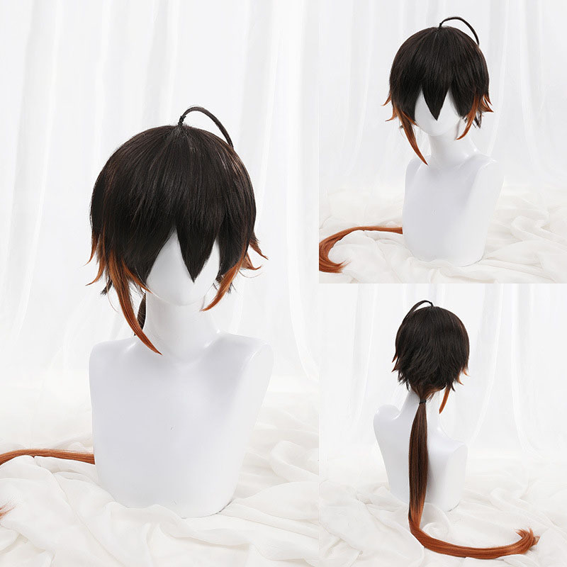 Genshin Impact Zhongli Vago Mundo Cosplay Wig Props