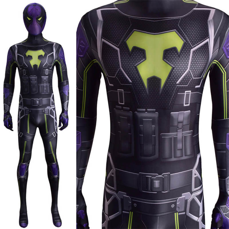 Spiderman Miles Morales PS5 Prowler Aaron Davis Cosplay Costume Adult Kids