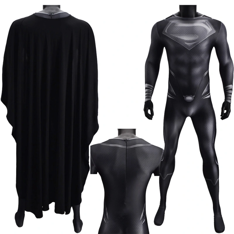 Justice League Man of Steel Superman Clark Kent Black Cosplay Costume Kids Adults