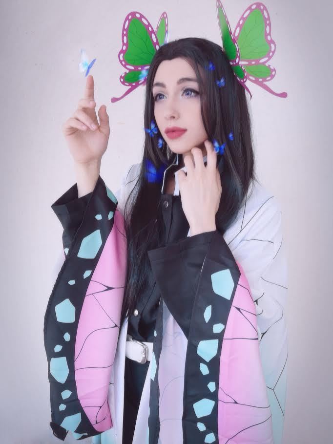 Demon Slayer Kimetsu no Yaiba Kochou Shinobu Kimono Cosplay Costume-Takerlama