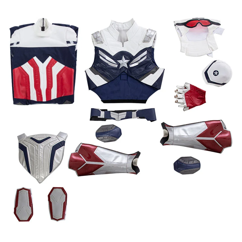 New Captain America Cosplay Costume The Falcon and the Winter Soldier Sam Wilson Outfit S M XL In Stock